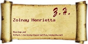 Zolnay Henrietta névjegykártya